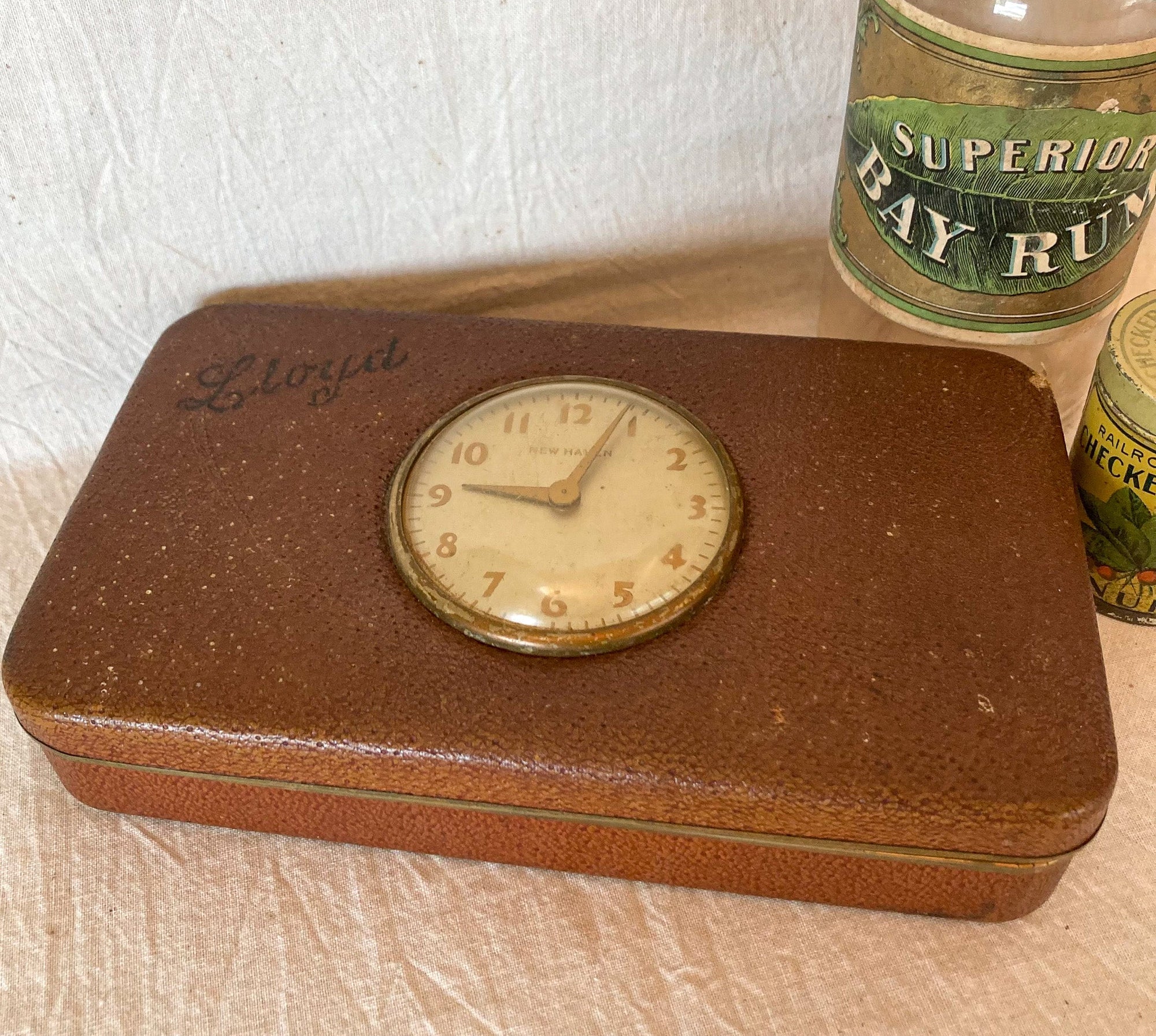 Mid Century Men’s "Lloyd" Dresser Box with Working Clock