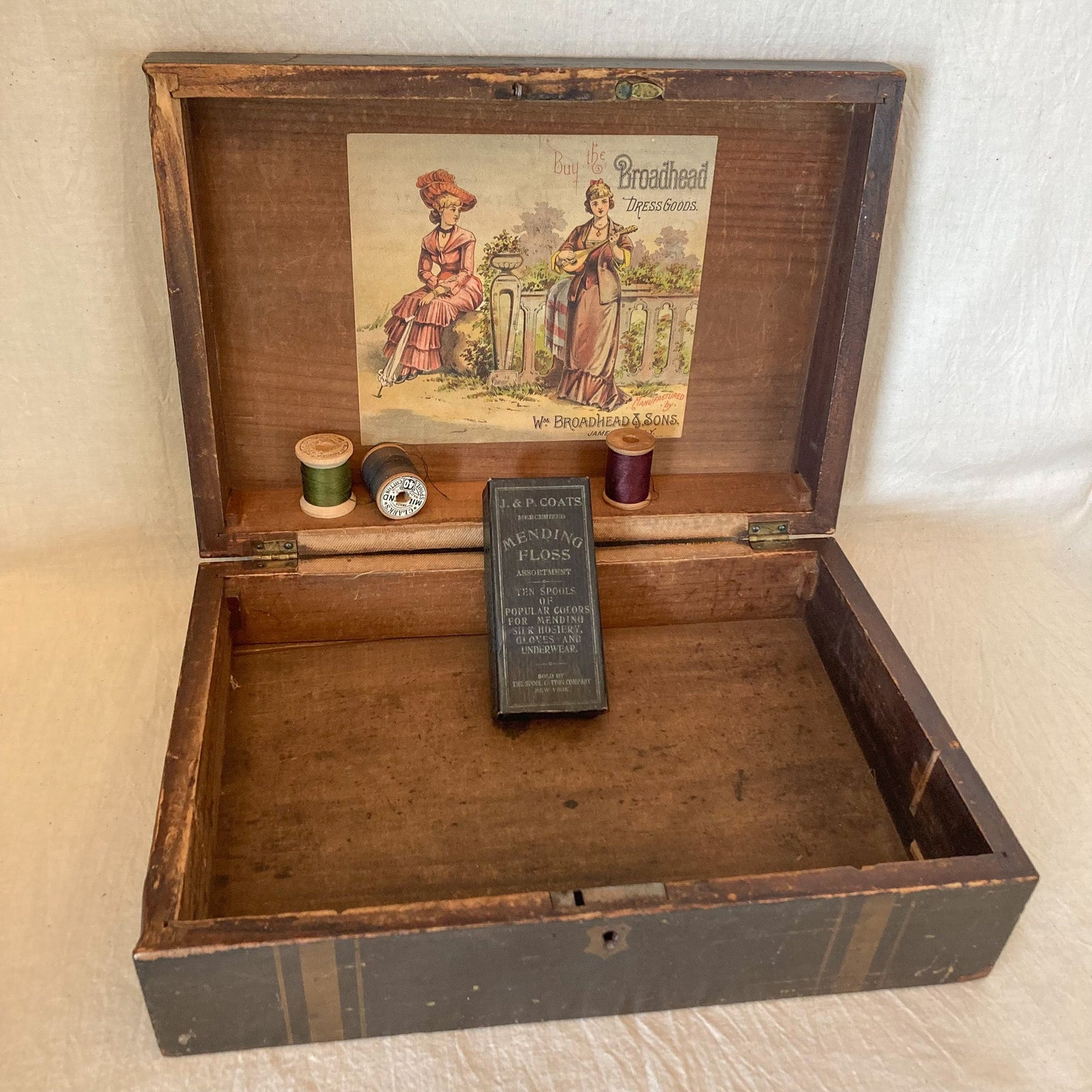 Mid Century or Earlier Sewing Box with Advertising