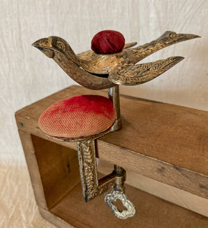 Victorian Sewing Bird, Patented Feb 15, 1853, Note:  Very Old Replacement Cushion on Back