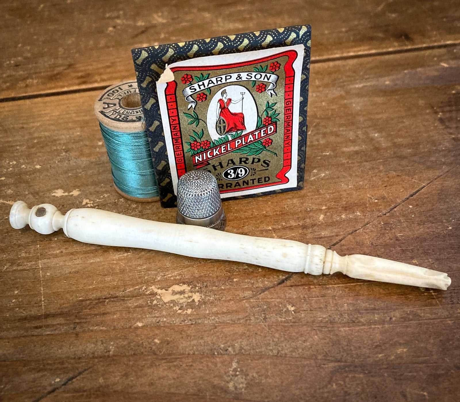 Carved Bone Needle Case with Stanhope, U.S. Capital Washington