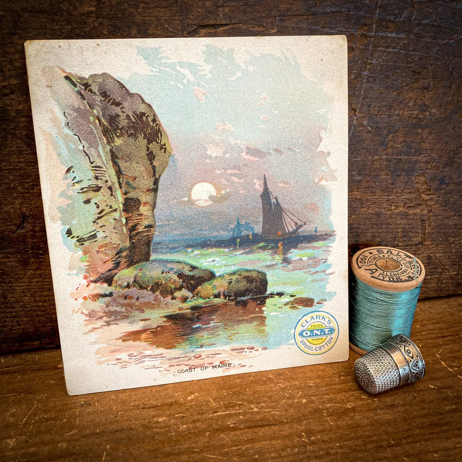 Clark's O.N.T. Spool Cotton Trading Card, Coast of Maine!