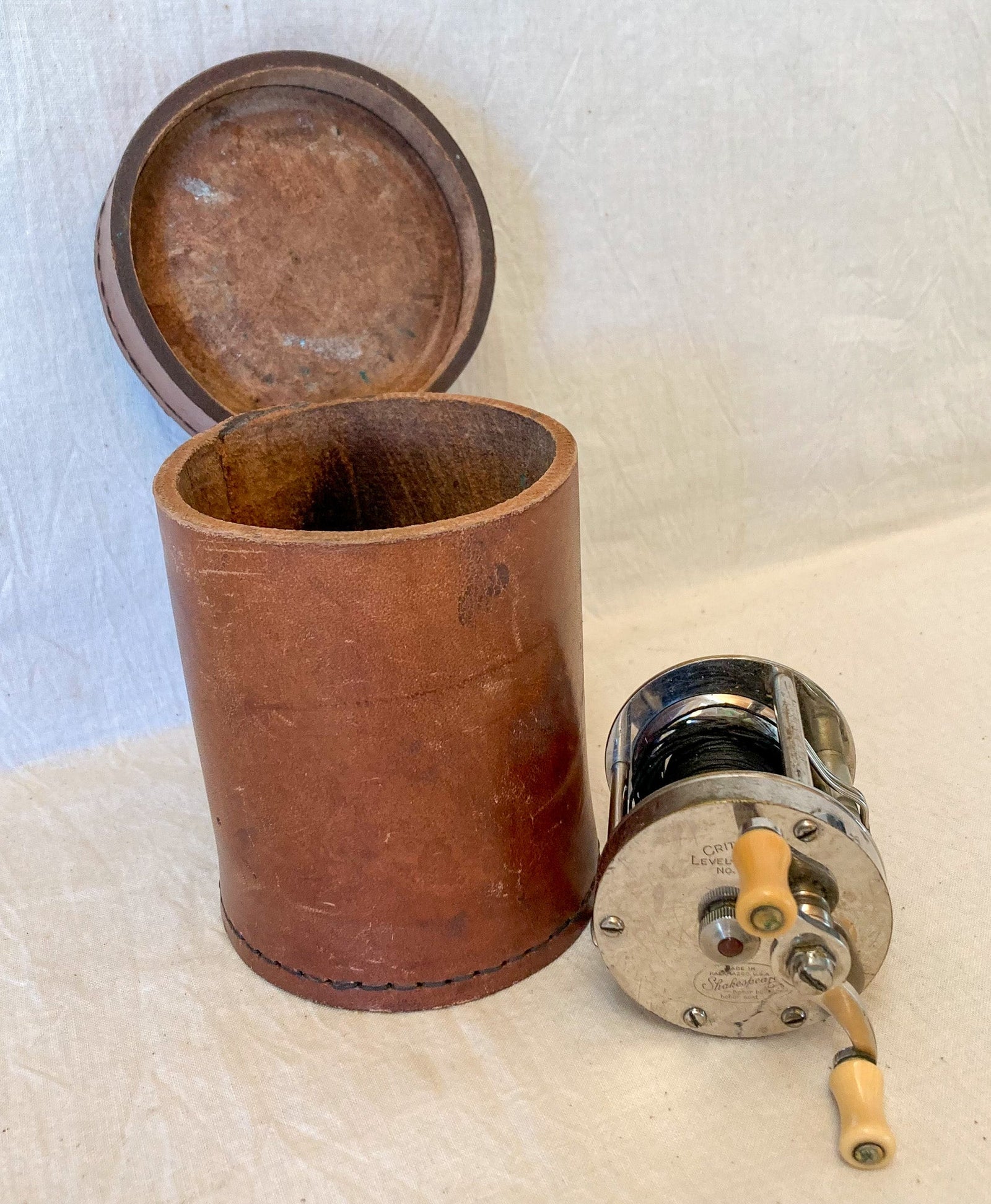 Vintage Shakespeare Casting Reel, Circa 1926 with Original Leather Case