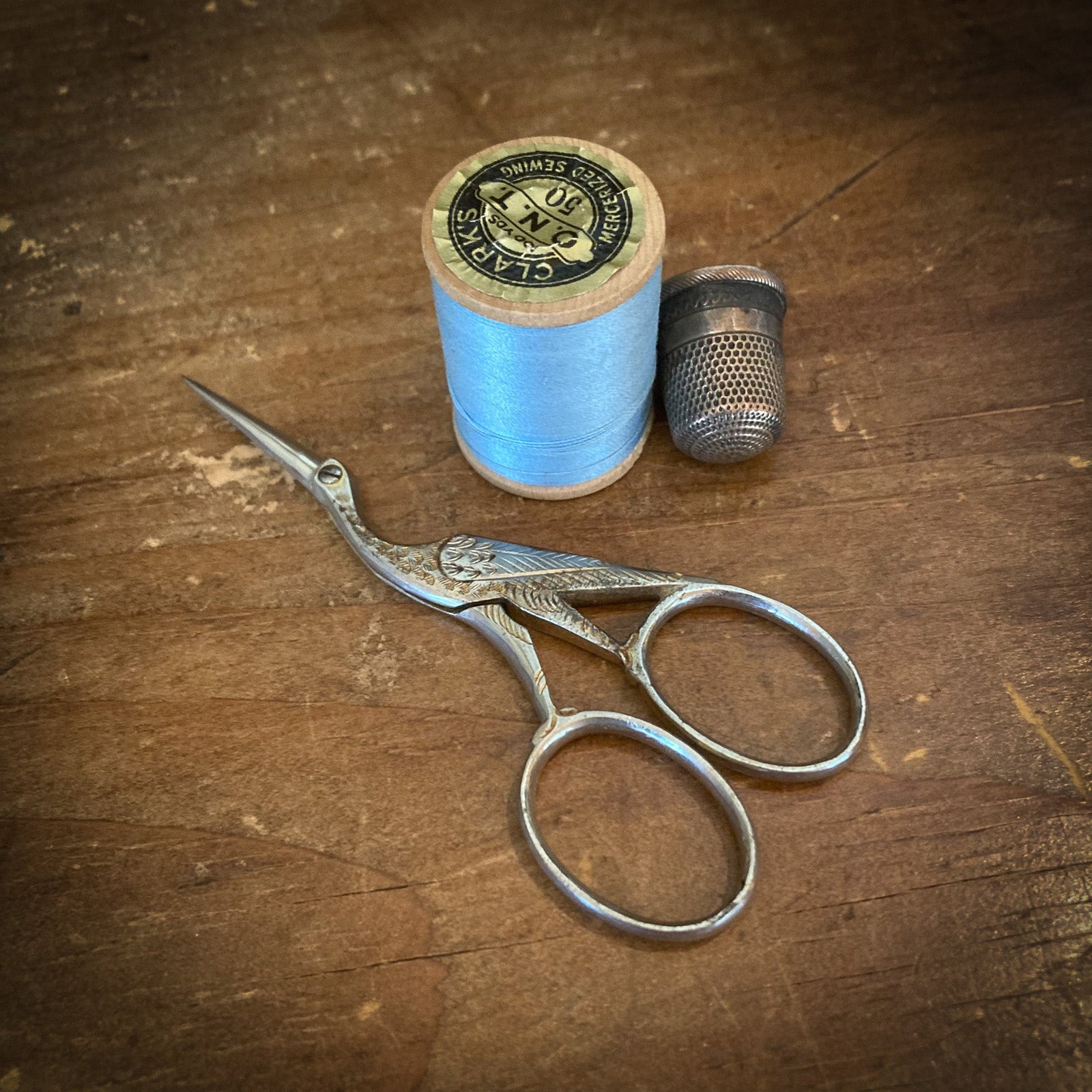 Vintage Stork Embroidery/Sewing Scissors