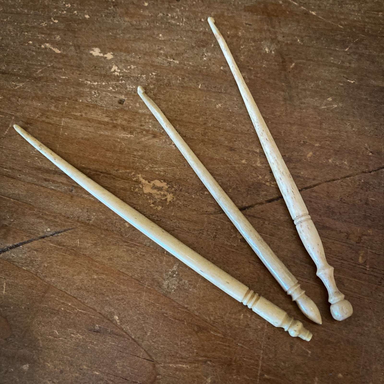 Set of 3 Bone Crochet Hooks, 1800’s