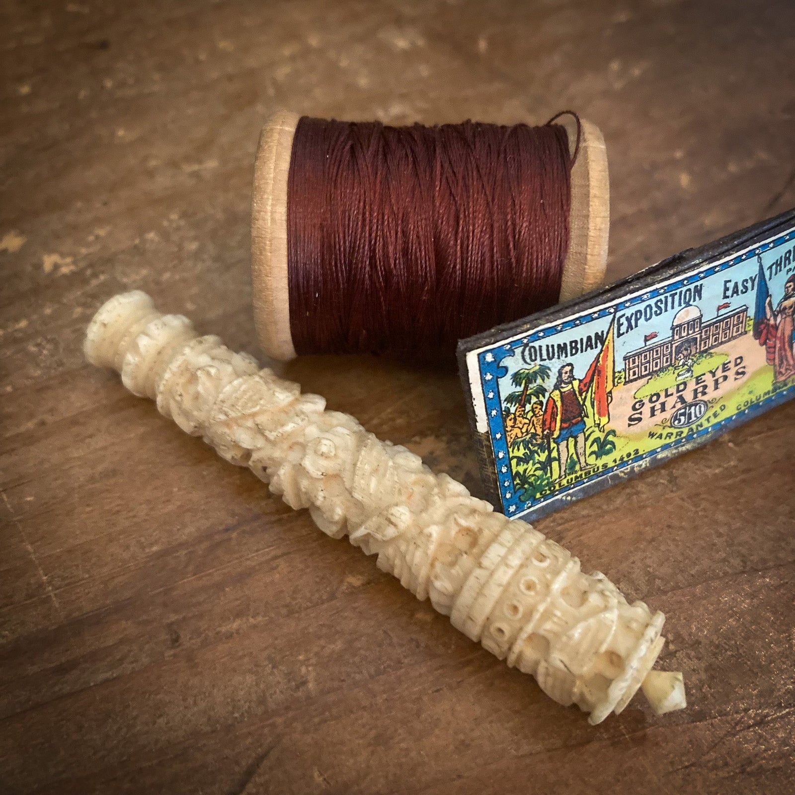 Victorian Era Carved Bone Needle Case