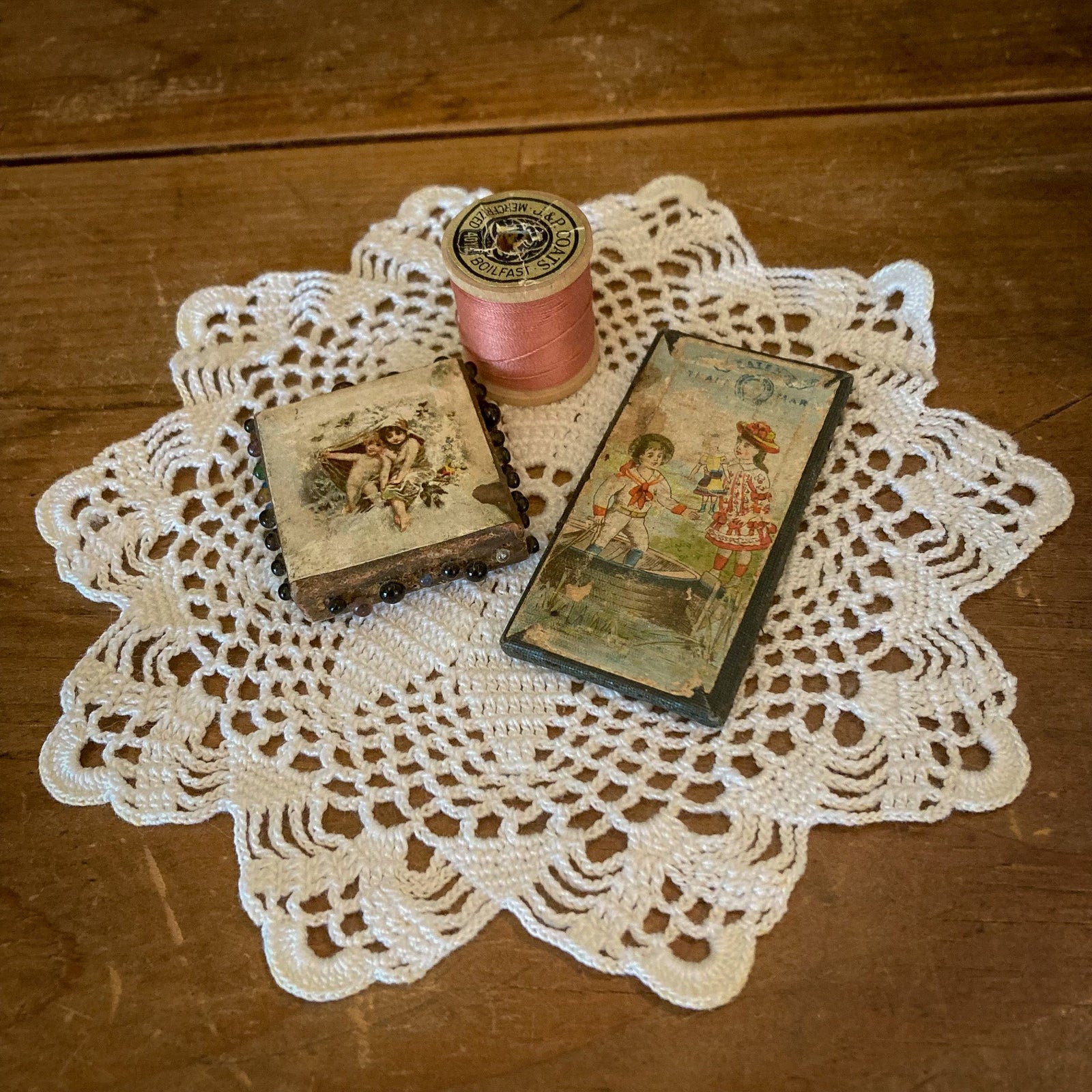 Set of 2 Antique Advertising Pin Holders