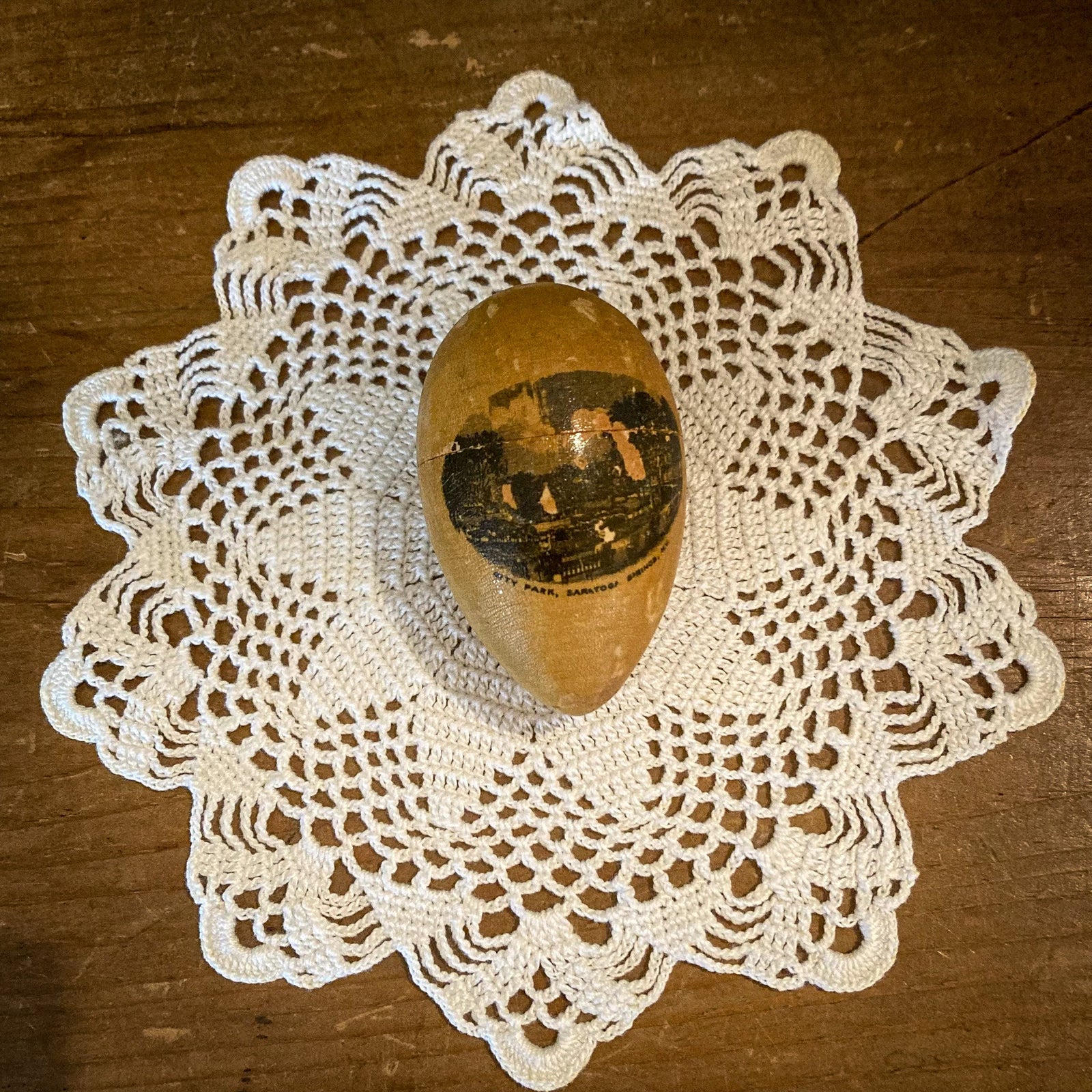 1880’s – 1910’s Mauchline Ware Sewing Egg with Kit